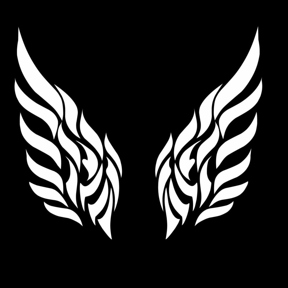 abstract tribal art tattoo design a pair of white wings vector