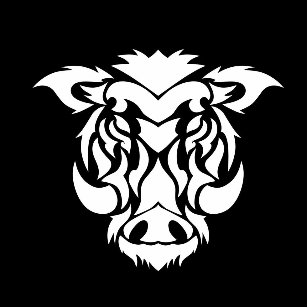 illustration graphic of tribal art design abstract wild boar head vector