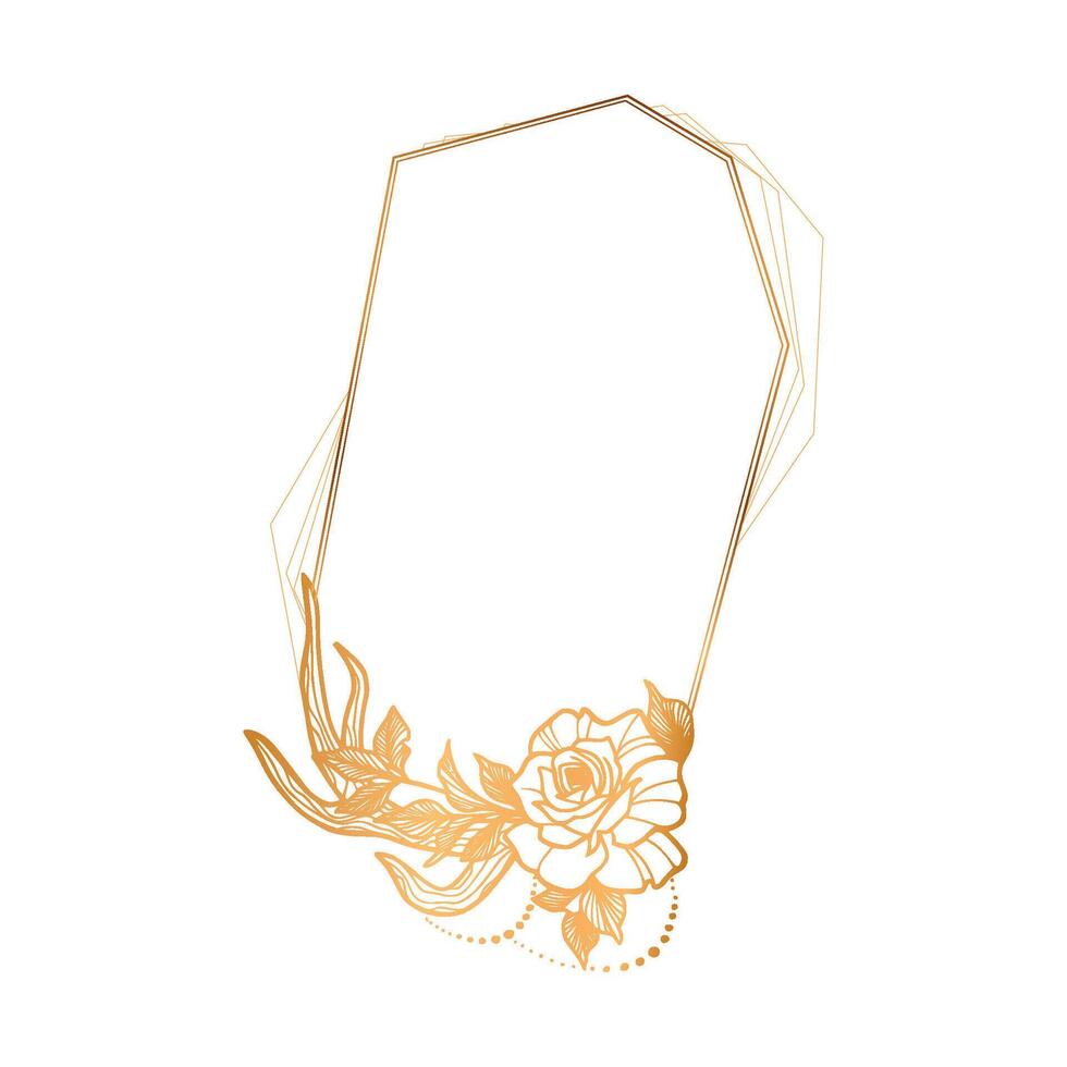 Golden rose frame with a gold frame vector