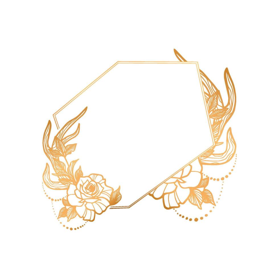 Golden floral frame with a white background vector