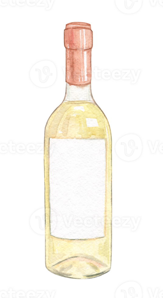 watercolor white wine bottle isolated png
