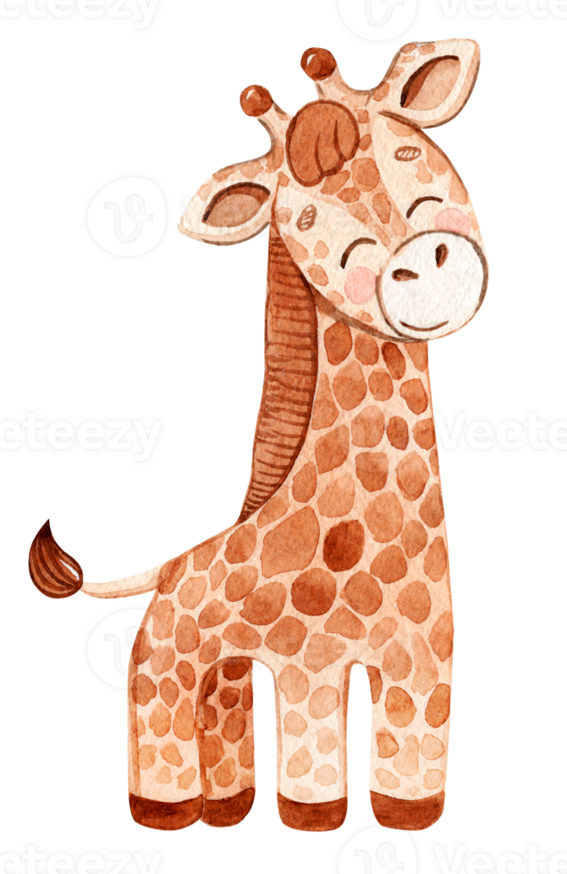 watercolor happy giraffe baby isolated png
