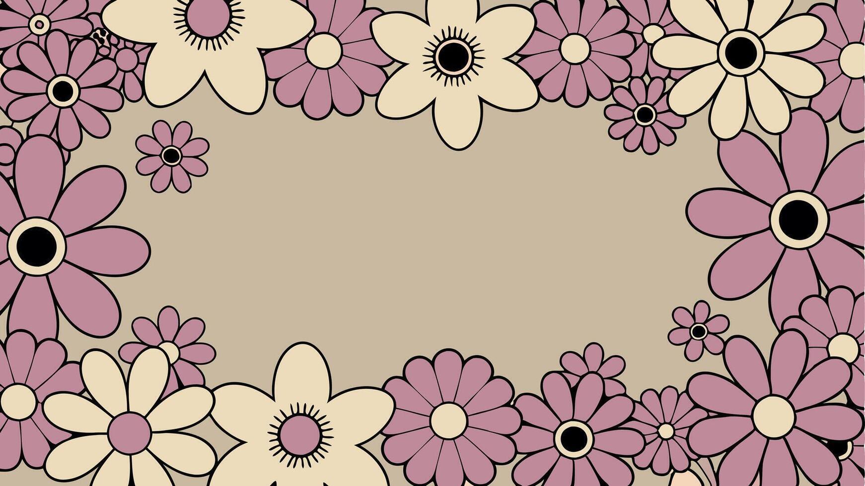 A floral border with flowers on a beige background vector