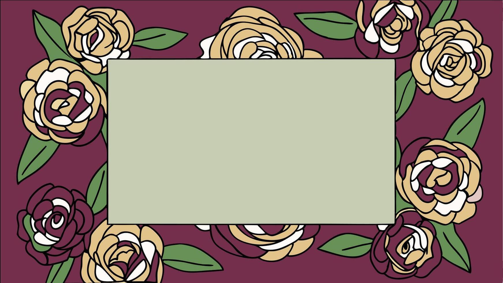 A square frame with roses on a purple background vector