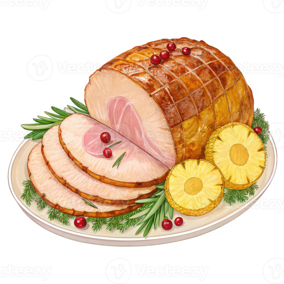 Roasted Ham with Pineapple Slices png