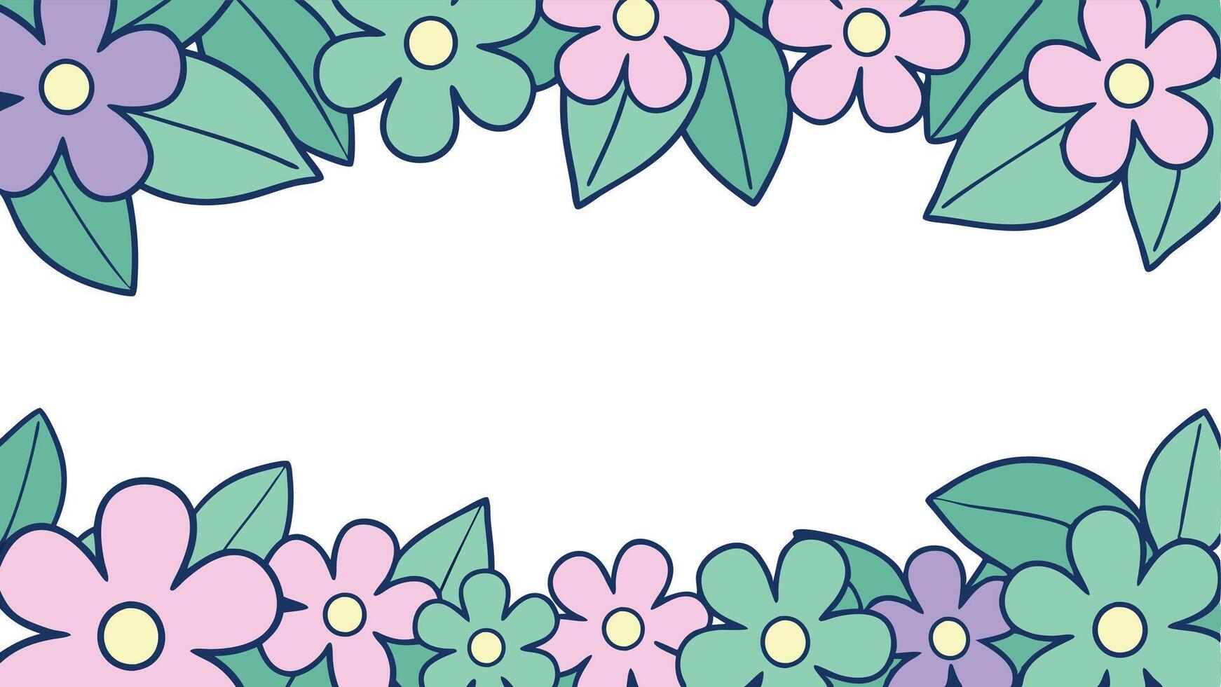 A flower border with leaves and flowers vector