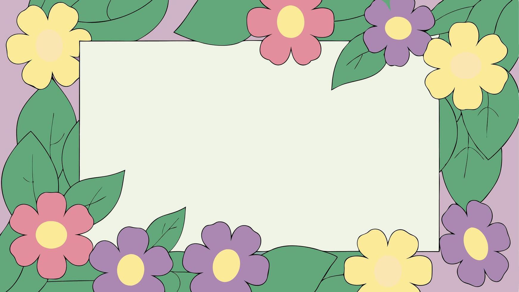 A square frame with flowers and leaves on it vector
