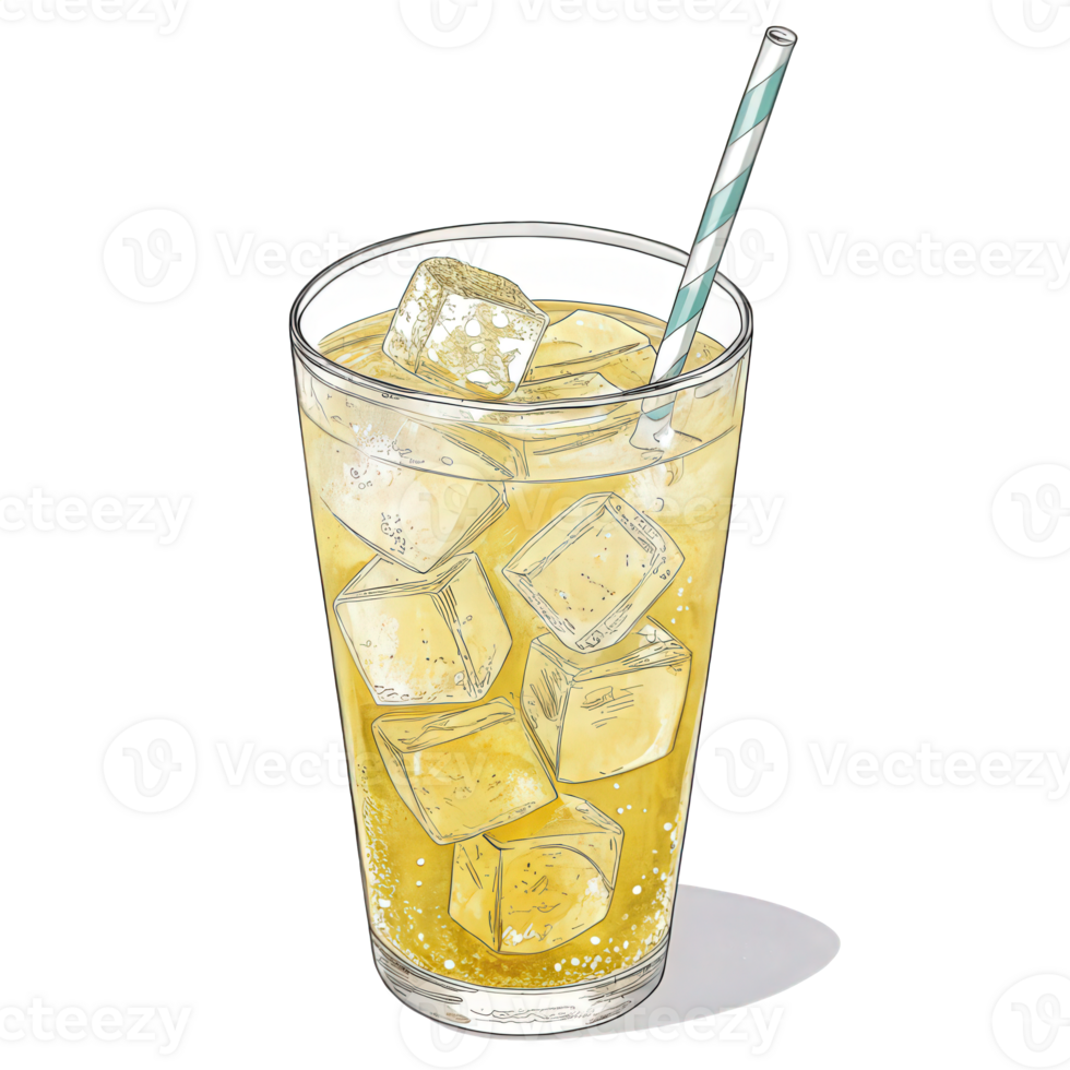 Glass of Lemonade with Ice Cubes png