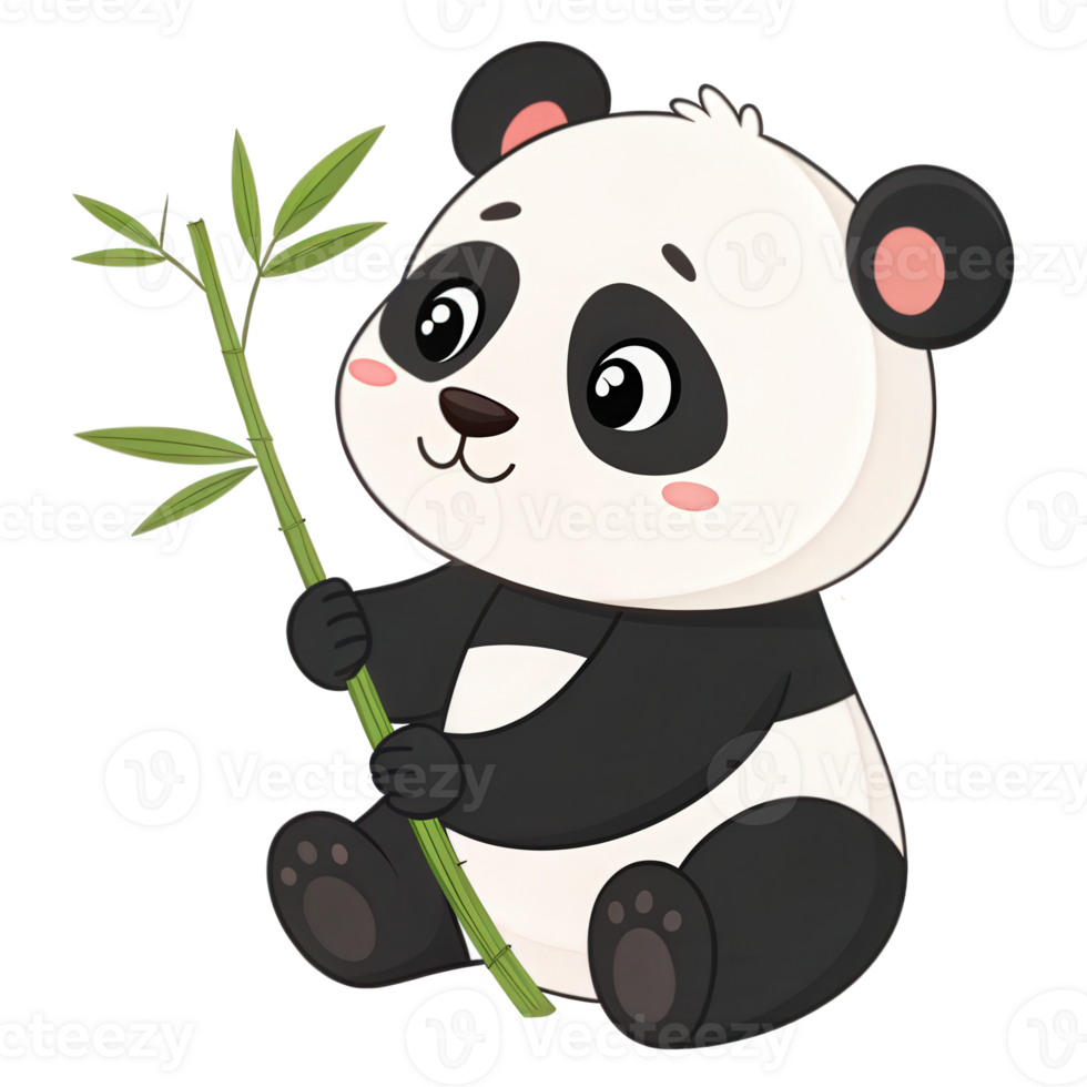 Cute Panda Holding Bamboo png