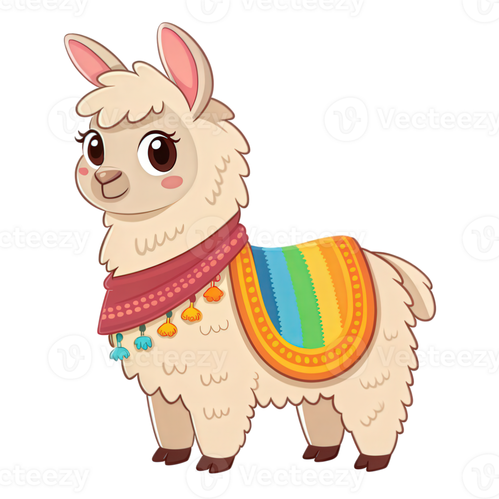 Cute Llama with Blanket Design png