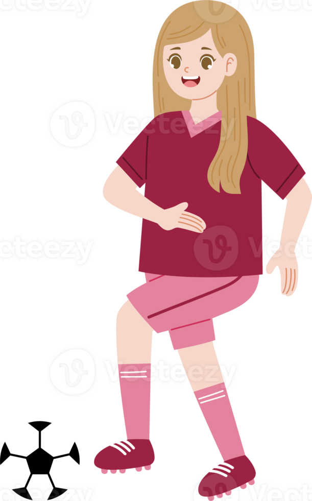 girl play soccer in pink clothes png