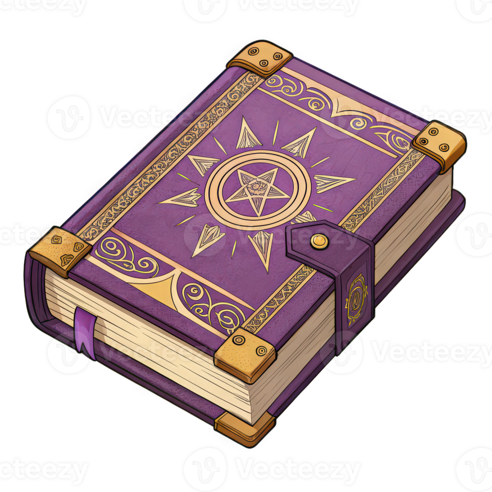 A purple book with a pentagram on it png