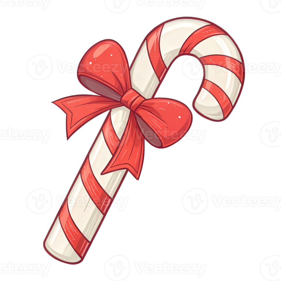Candy Cane with Red Bow png