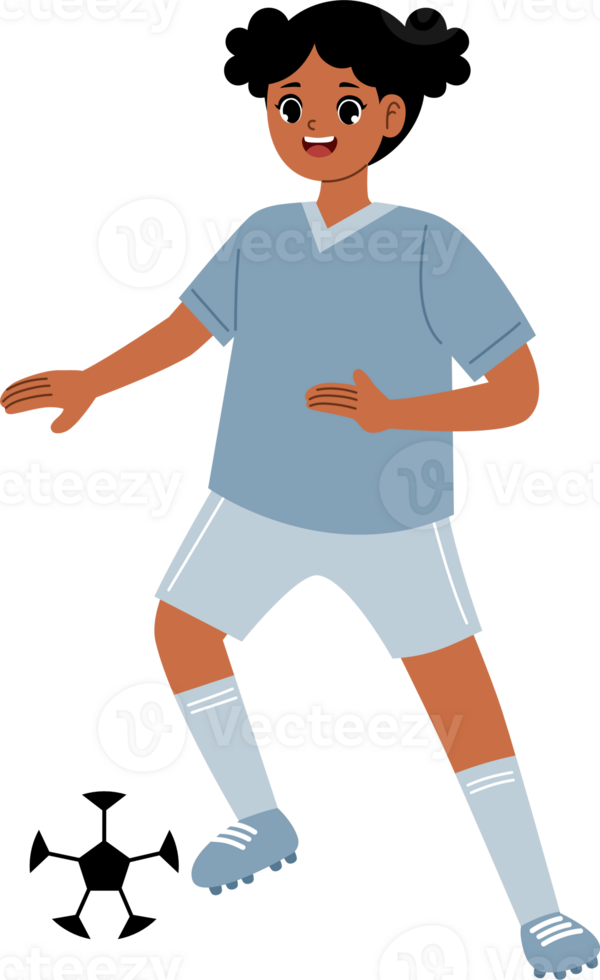 black haired girl playing soccer png