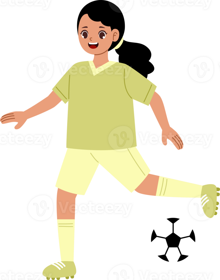 cute girl kick soccer ball png