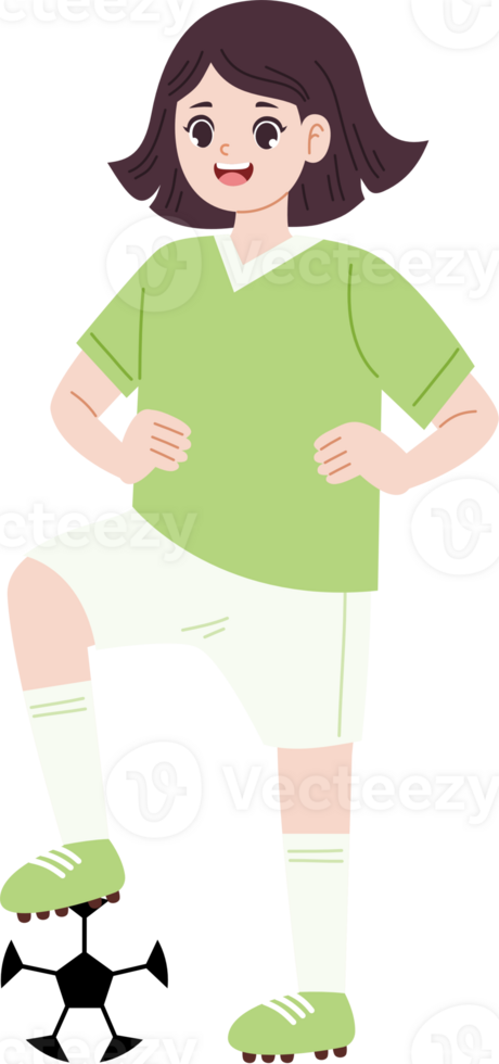 girl standing with soccer ball png