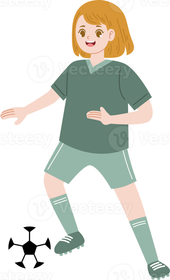 cute girl playing soccer character png