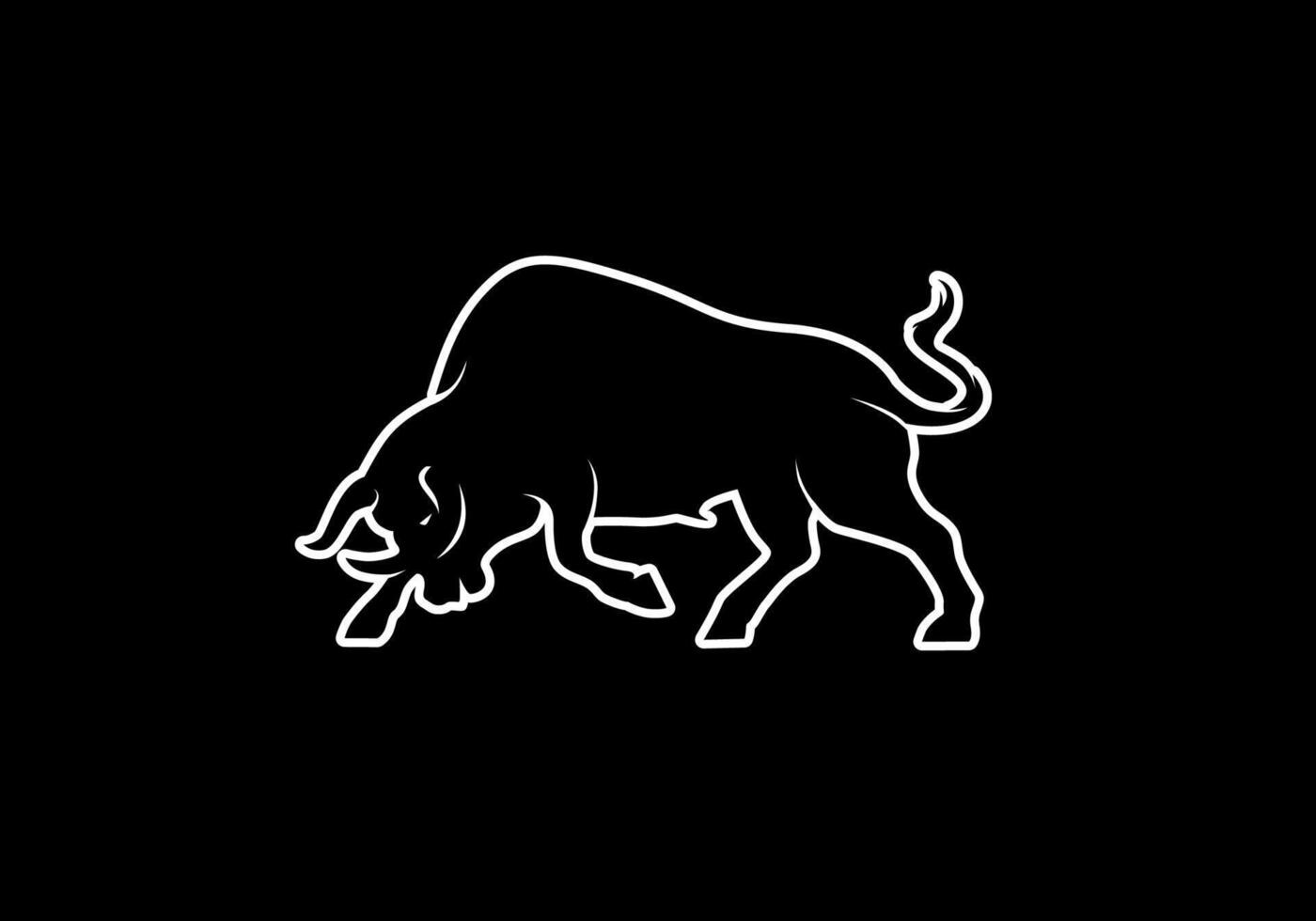 angry bull silhouette outline shape vector