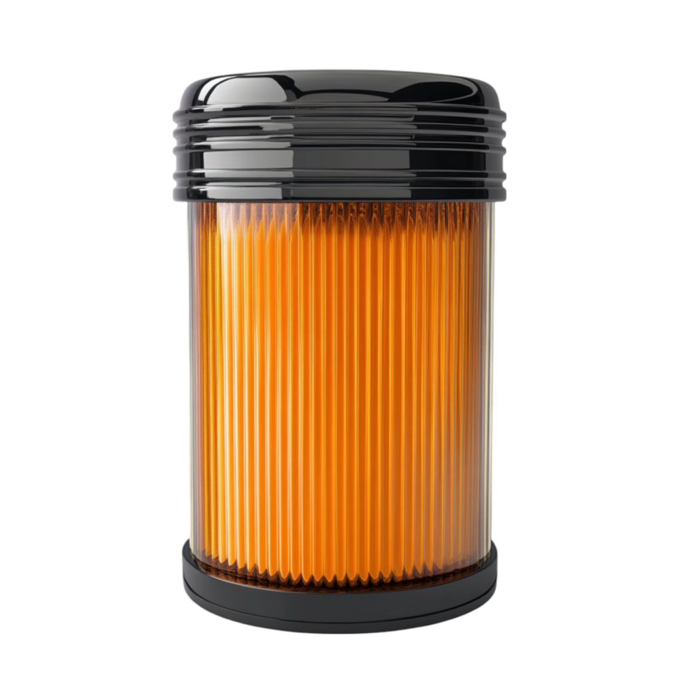 A black and orange canister with a black lid png