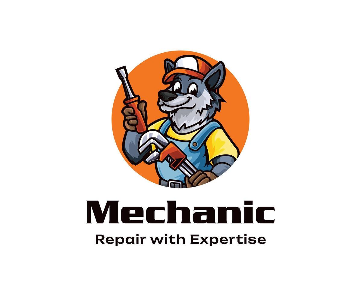 Mechanic Wolf Logo vector