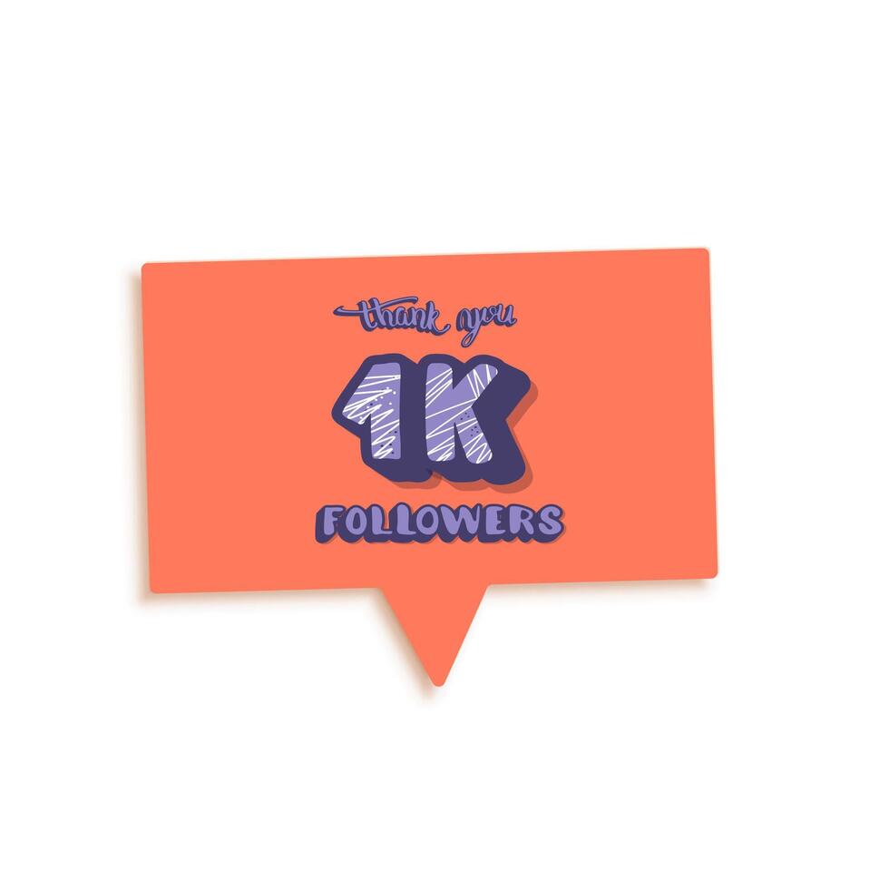 1k followers post. template design. vector