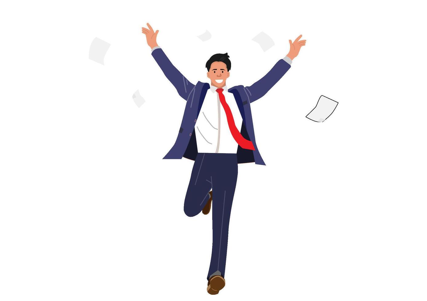 Illustration. A very happy businessman rejoices at a successful project. vector
