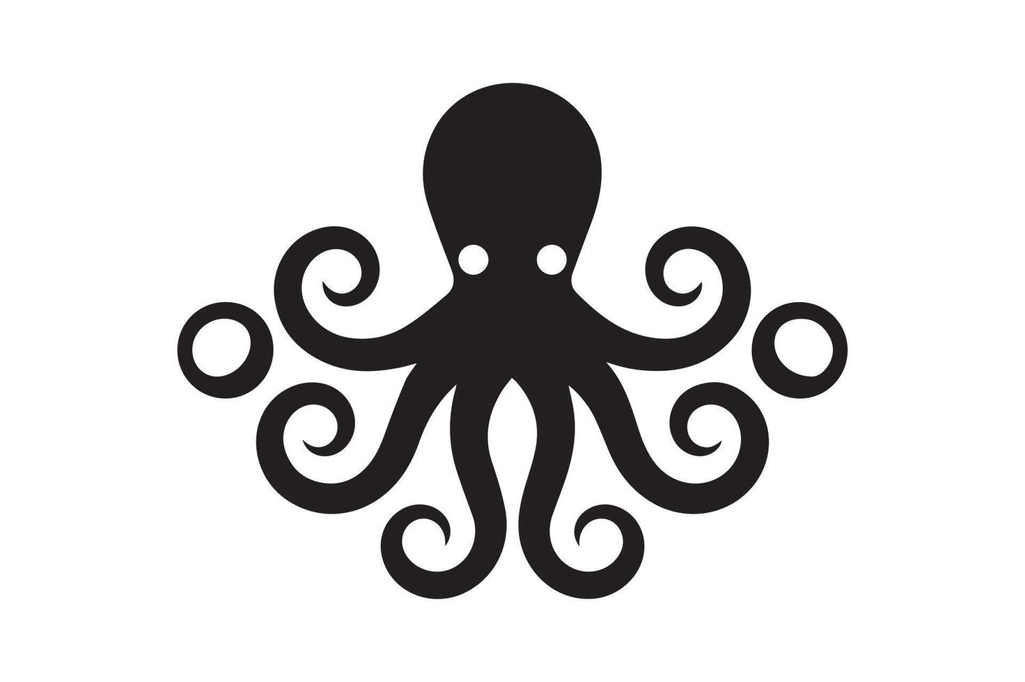 Detailed Octopus Silhouette Art vector