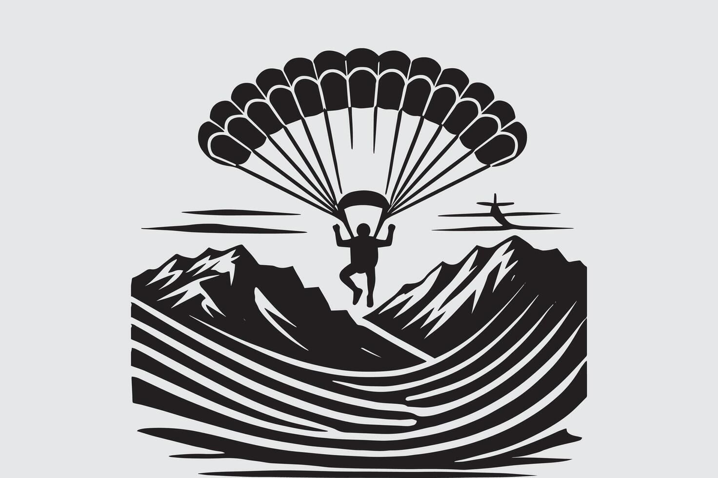 Parachute Gliding Silhouette Illustrations vector