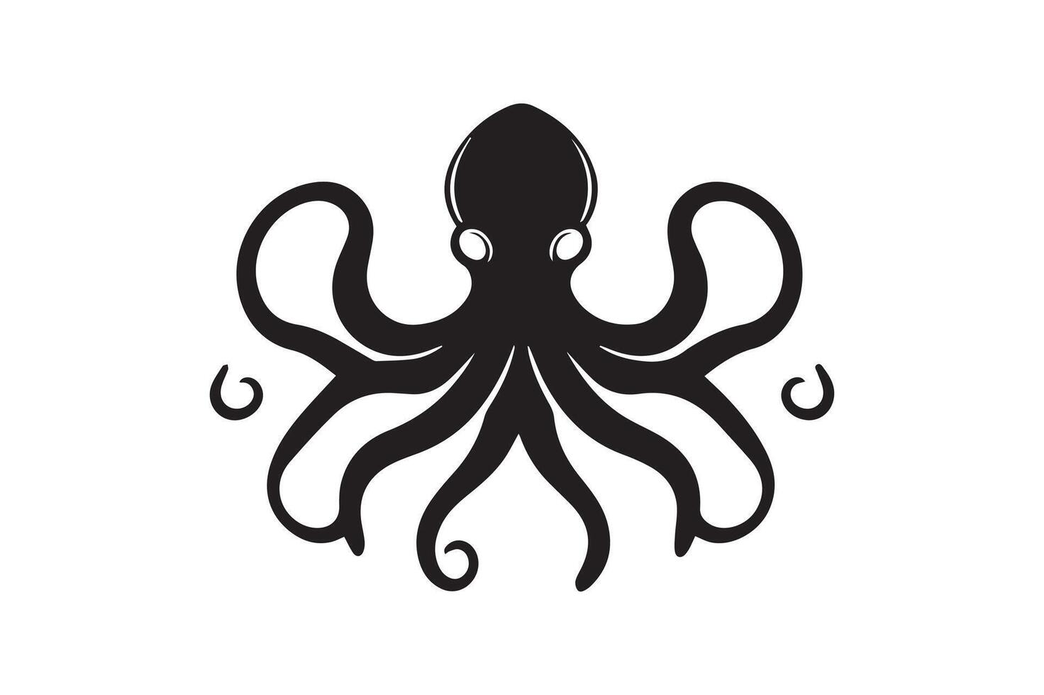 Ocean Creature Octopus Silhouette Illustrations vector