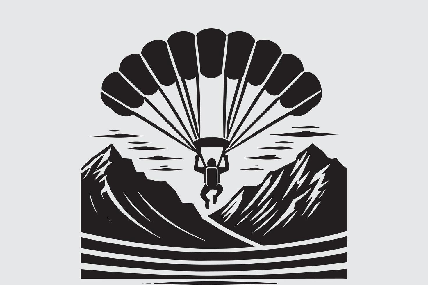 Parachute Jump Silhouette Clipart Set vector