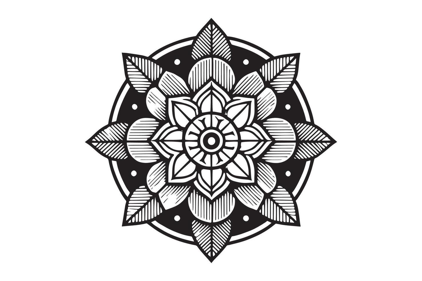 Mandala design, round geometrical shape decorative Floral design Silhouette vector