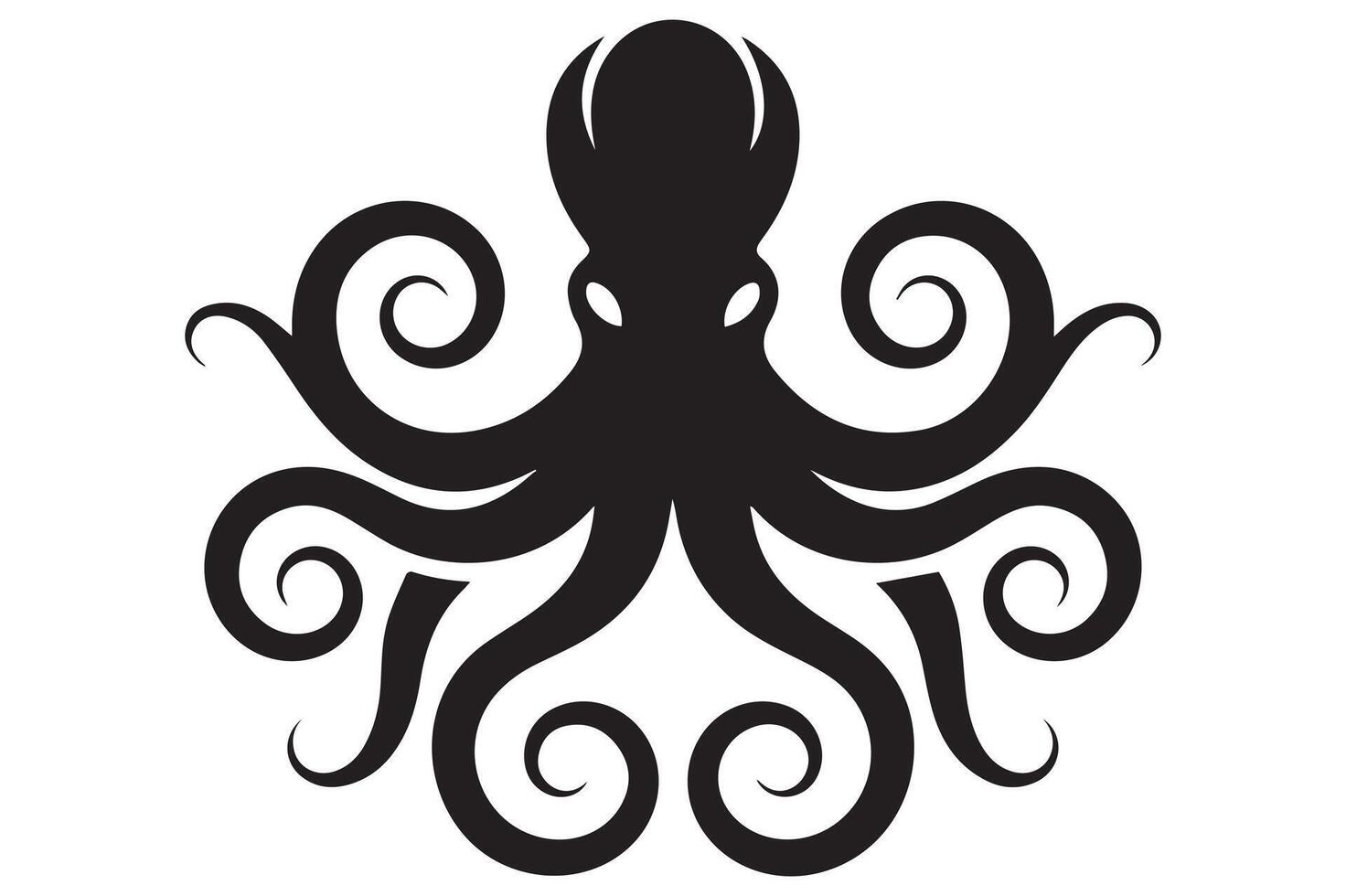 Underwater Octopus Silhouette Clipart vector