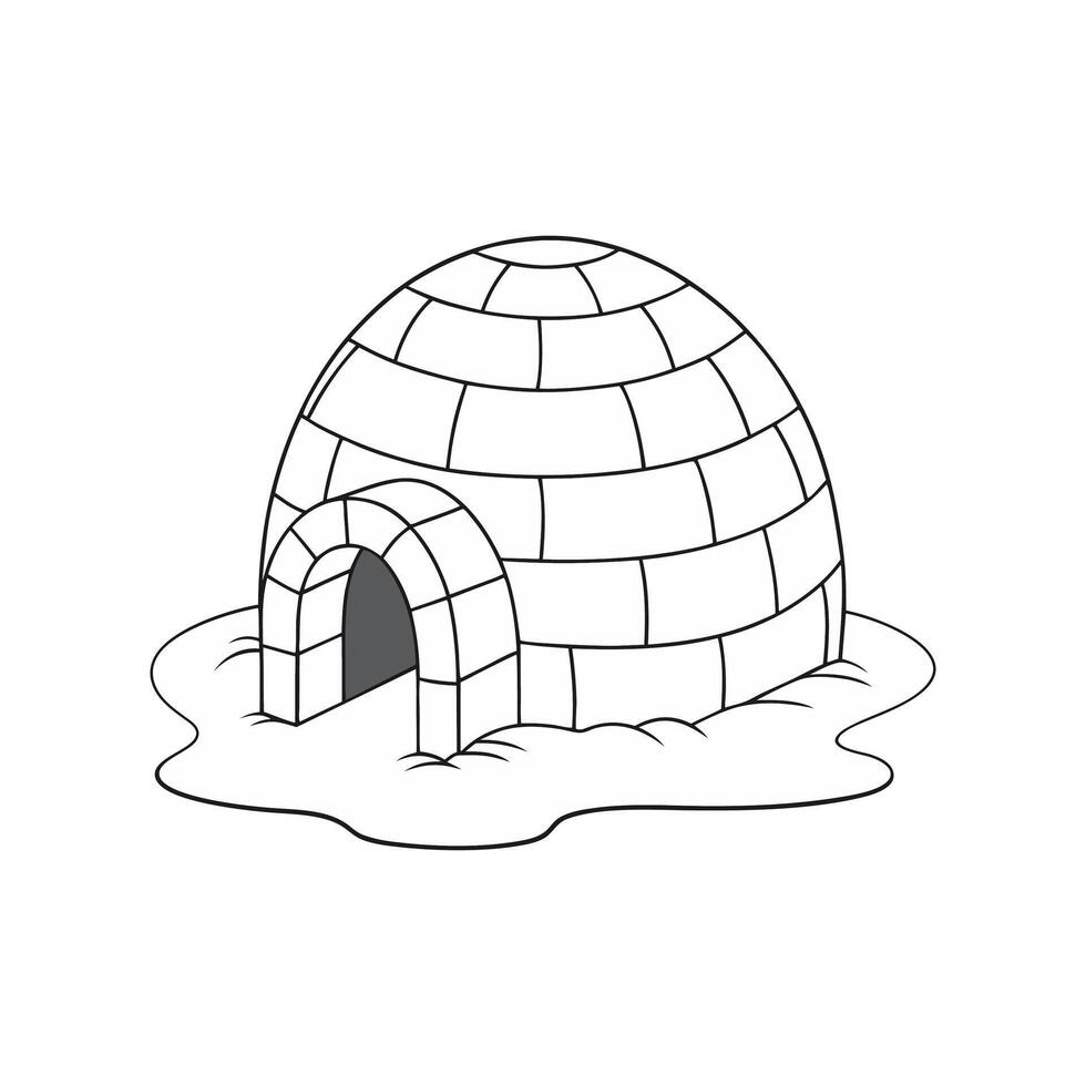 An igloo is shown in this drawing vector