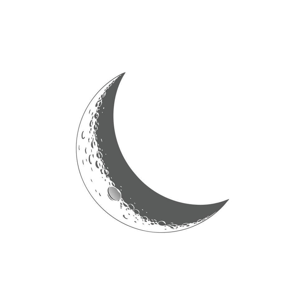 A black and white drawing of a crescent vector