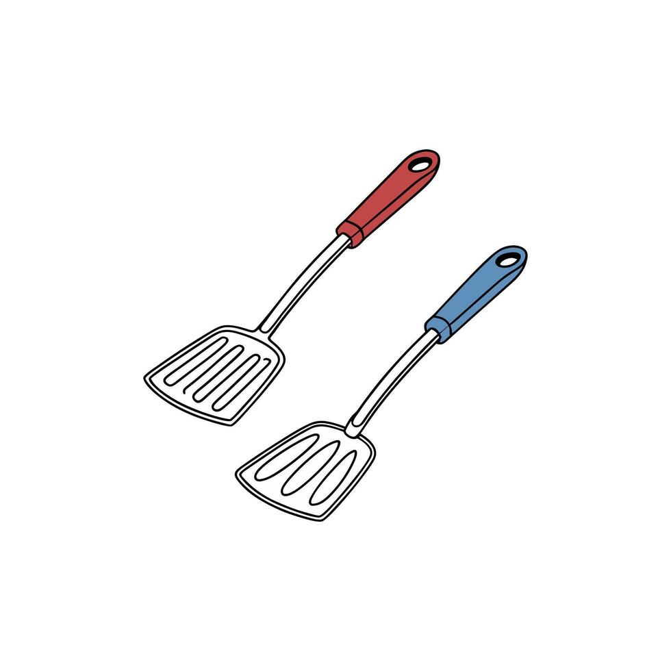 Two spatulas with handles on a white background vector