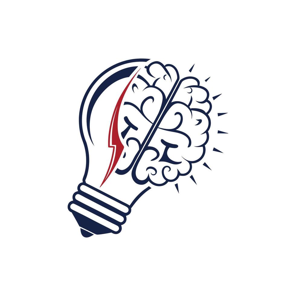 A light bulb with a brain inside it vector