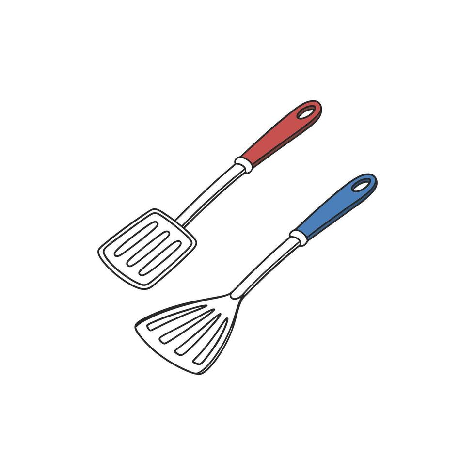 Two spatulas with handles and handles on a white background vector