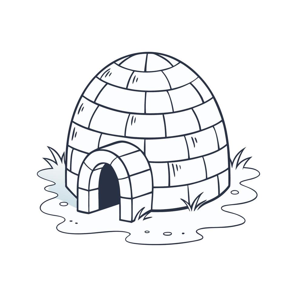 An igloo is shown in a cartoon style vector