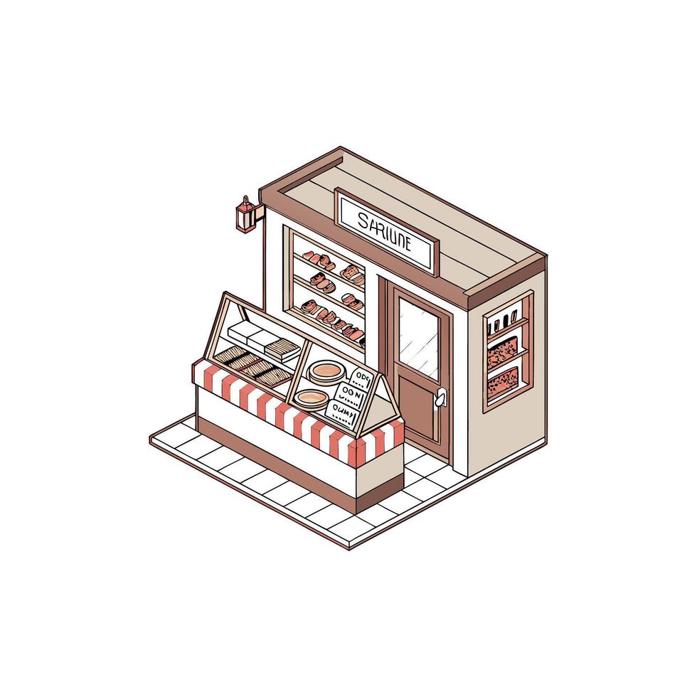 An illustration of a bakery shop vector