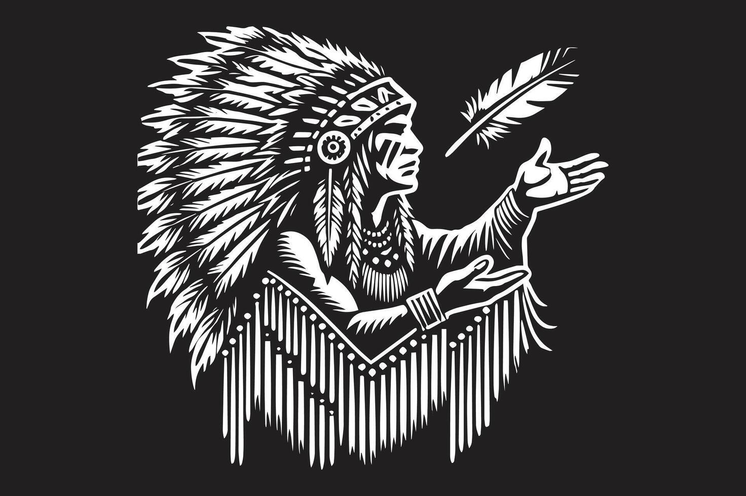 Tribal Native American Silhouette Art vector