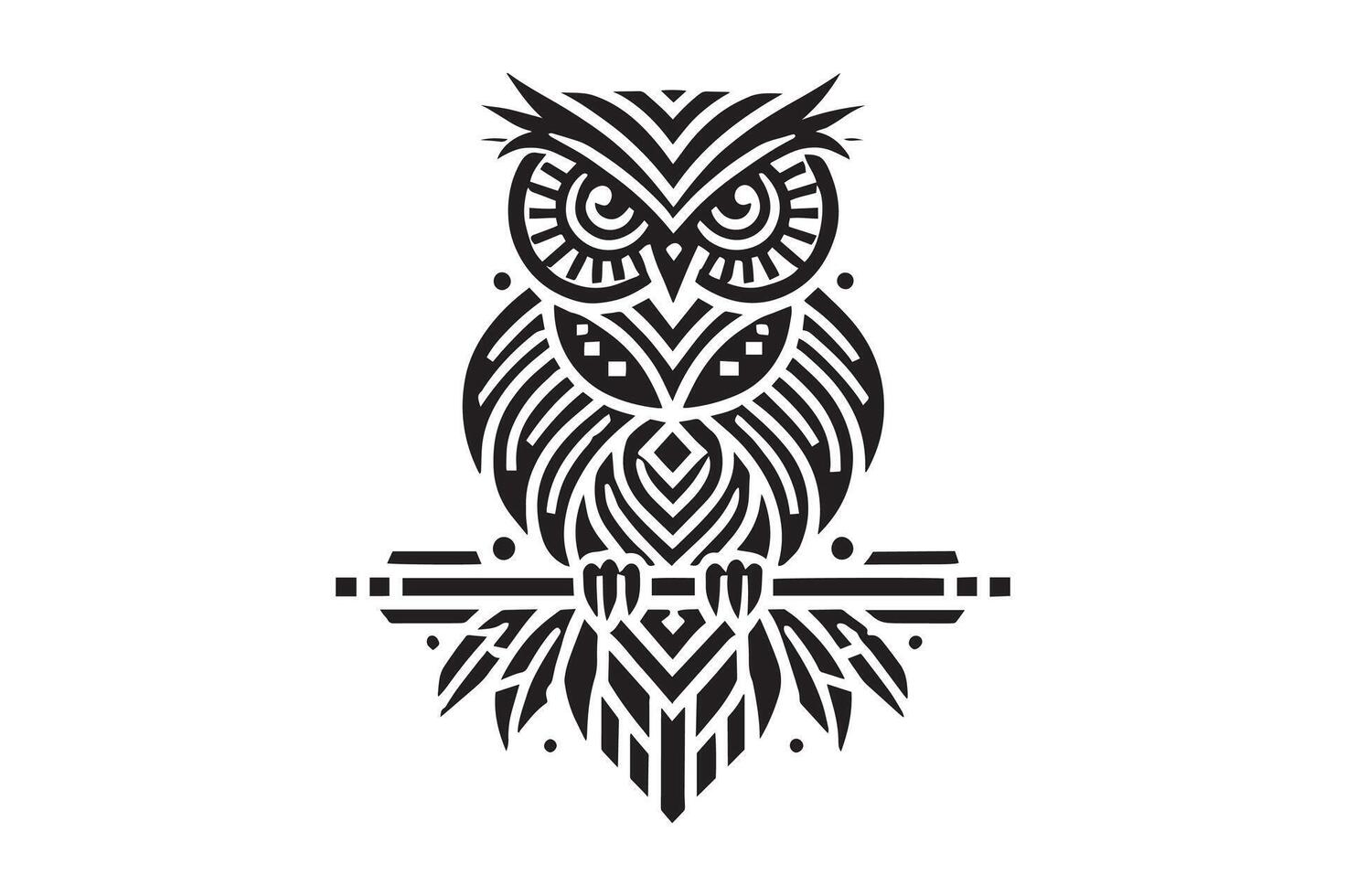 Stylish Owl Silhouette Graphics in Black and White vector