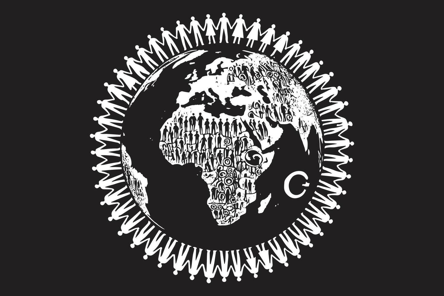 People Hugging the Earth Silhouette Designs vector