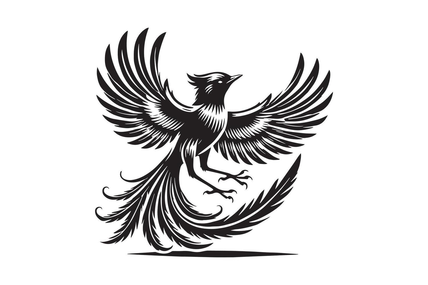 Stylish Sparrow Bird Silhouette Illustration Set vector