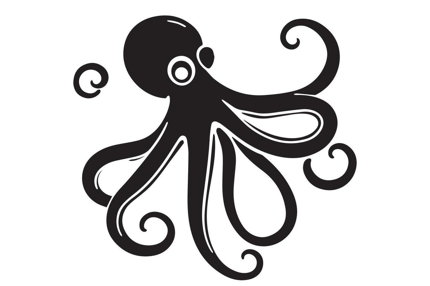 Hand-Drawn Octopus Silhouette Artwork vector