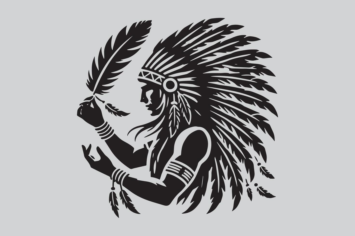 Decorative Native American Silhouette Design Pack vector