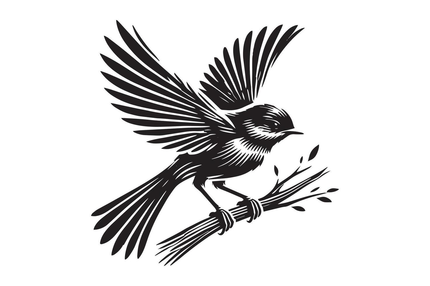 High-Quality Sparrow Silhouette Art vector
