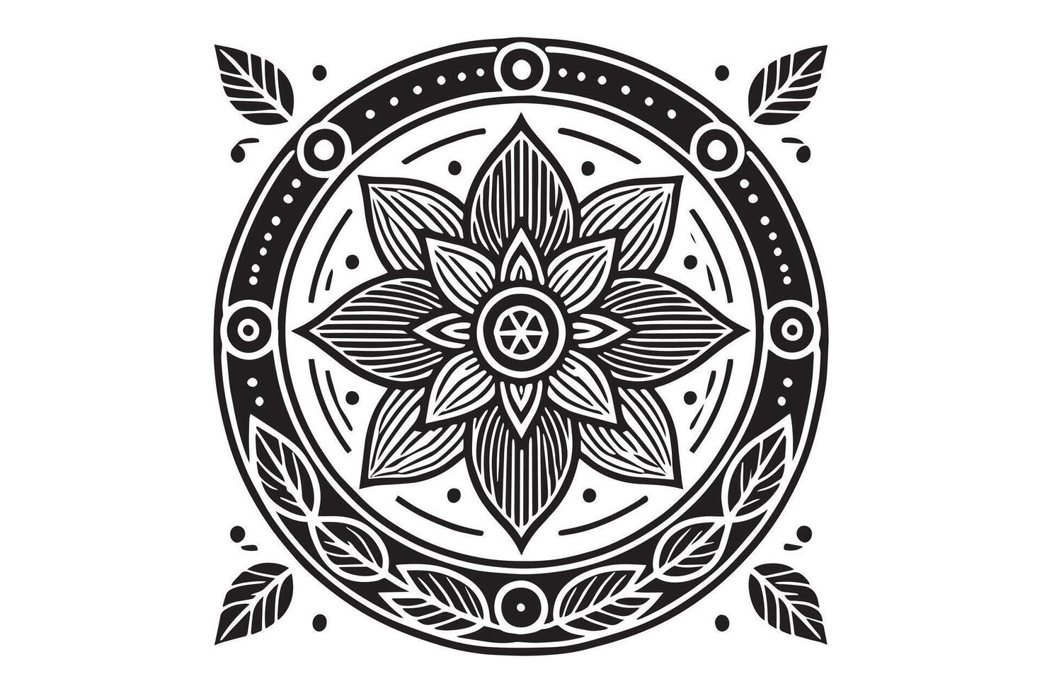Artistic Mandala Silhouette Geometric Shapes vector