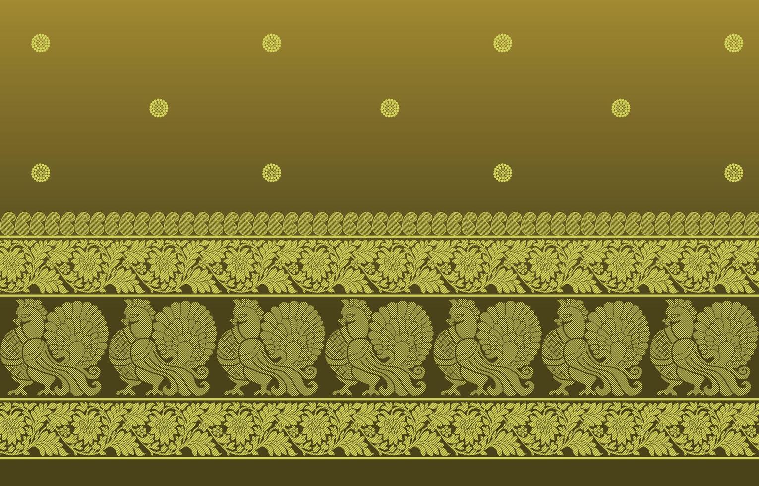 gold peafowl border for indian saree vector