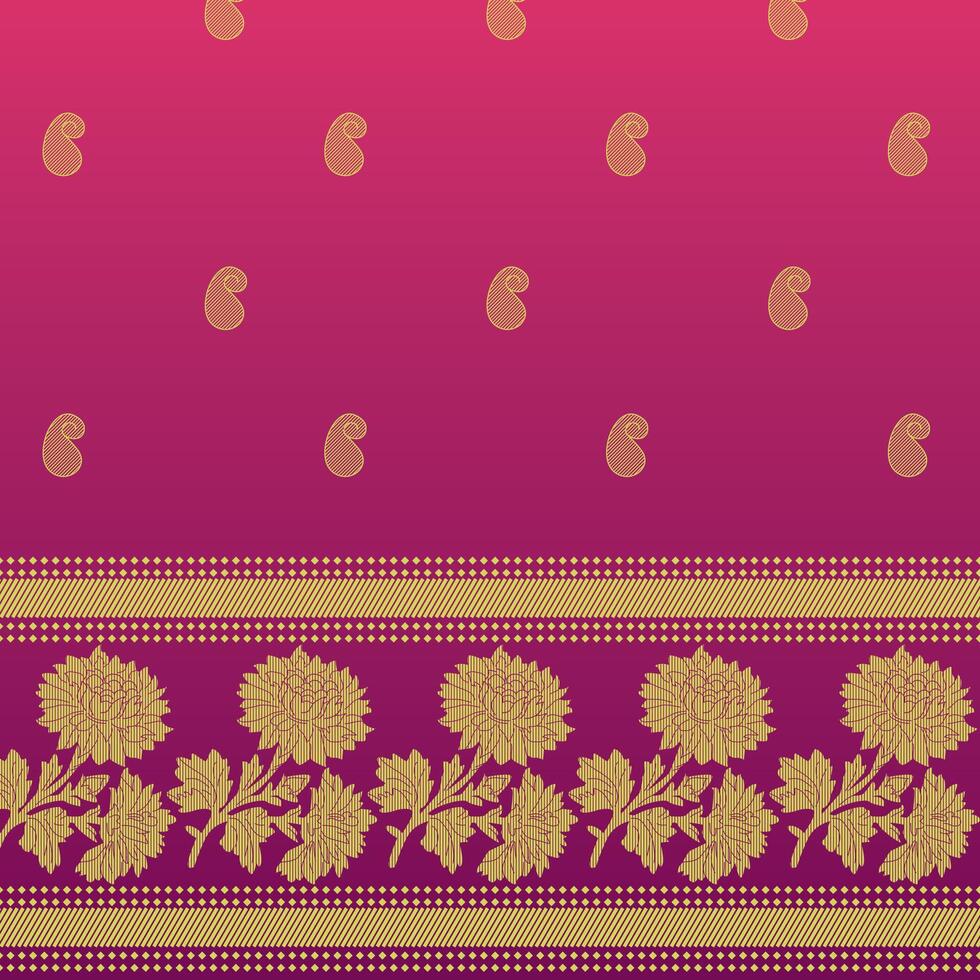 simple floral saree design vector