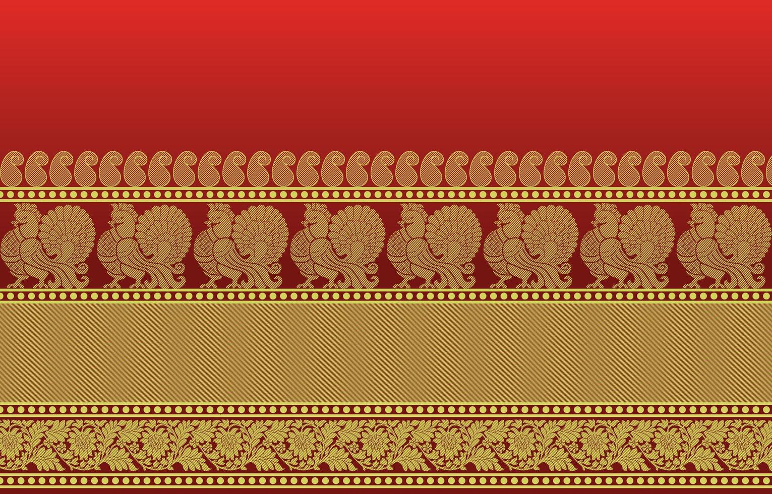 peacock and floral saree fame vector